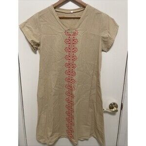 Women Ethnic Kurti Tunic Kurta Shirt Tan Simple Pakistani Cotton Dress XXL